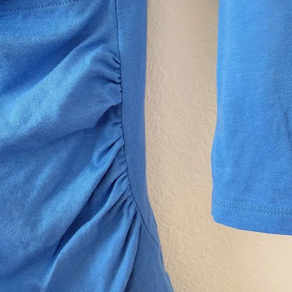 Soft Surroundings Faux Wrap Top Periwinkle Blue Pima Cotton Womens Size L - Picture 3 of 9